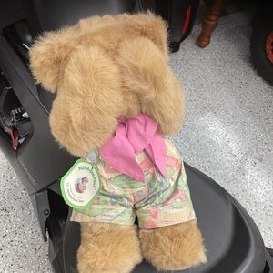 Plush Bunny with Pink Bow and Overalls